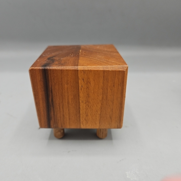 VTG Wooden Square Salt & Pepper Shaker Geometric MCM 2 3/4" Footed - Picture 4 of 13